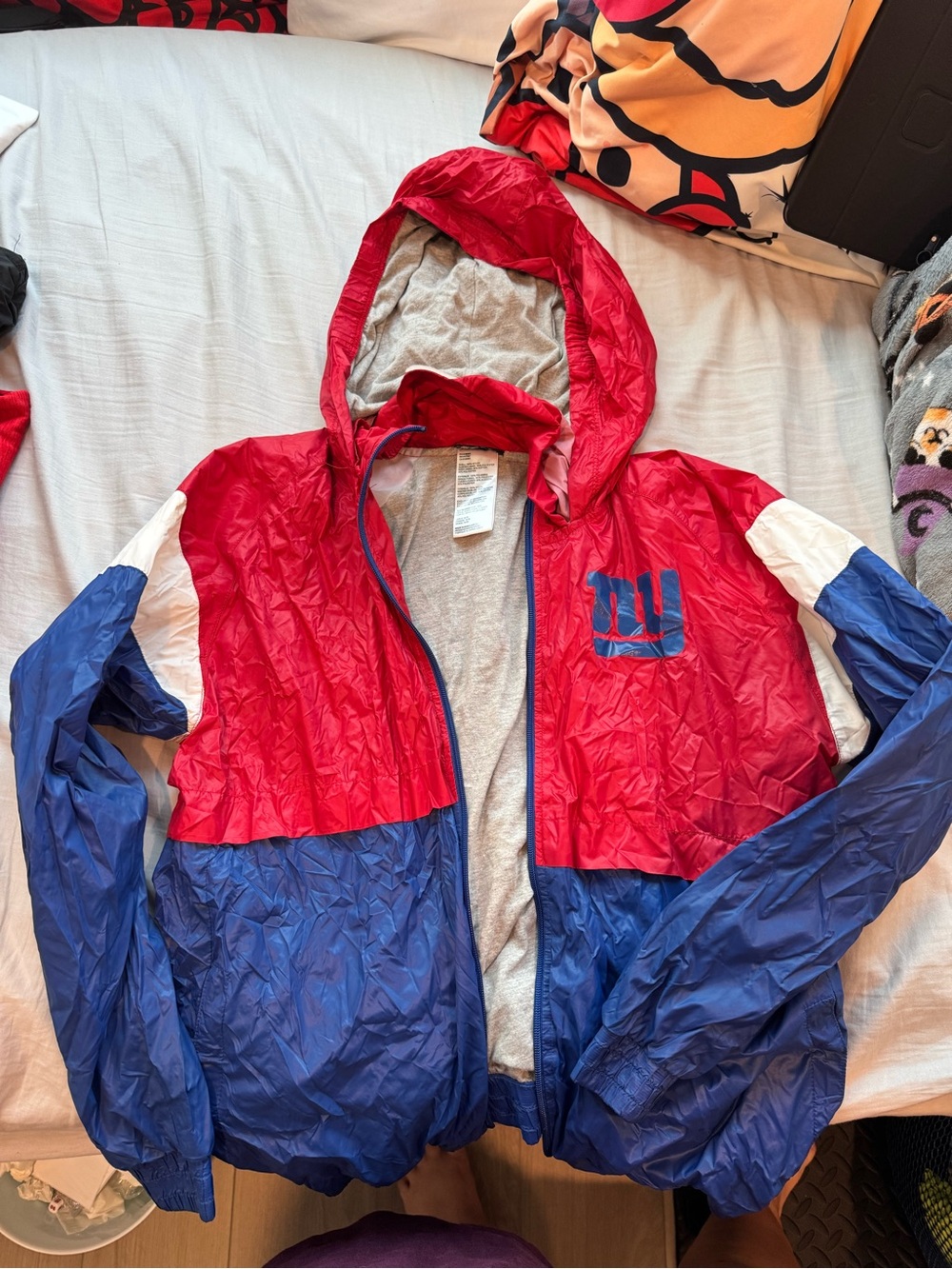 Kids NY Giants Red & Blue Hooded Windbreaker Jacket